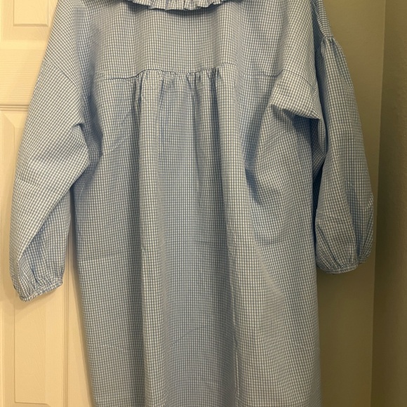 Blue Gingham Babydoll Dress with Ruffled Lapel Collar XL NWT - Picture 8 of 8